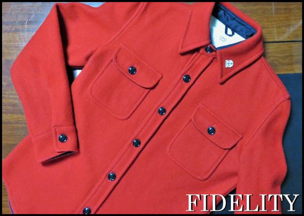 FIDELITY CPO シャツ ジャケット ウール フェデリティー 赤 M 美品 メンズ レッド_画像3