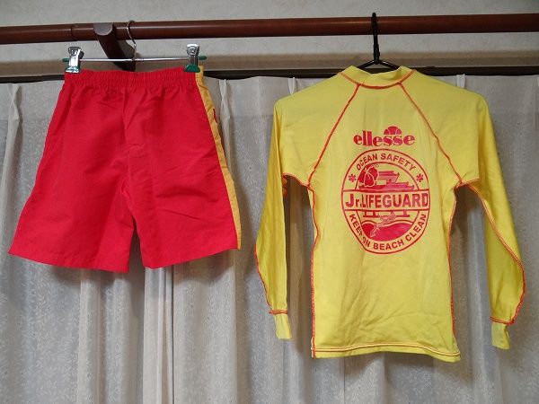 希少 ellesse Jr.LIFEGUARD ライフセーバー 監視員 ラッシュガード ライフガード 上下セット_画像2