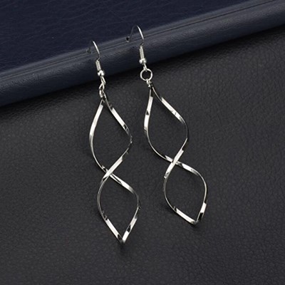 earrings silver twist simple lady's No-brand wave shape earrings Europe fashion jewelry design #C624-3