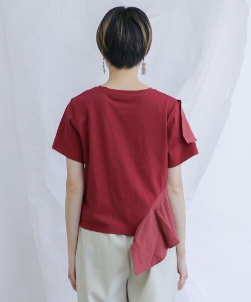  померить после стирка KBFke- Be ef необычность материалы оборка футболка 2019SS размер one красный обычная цена,4.600+ налог 