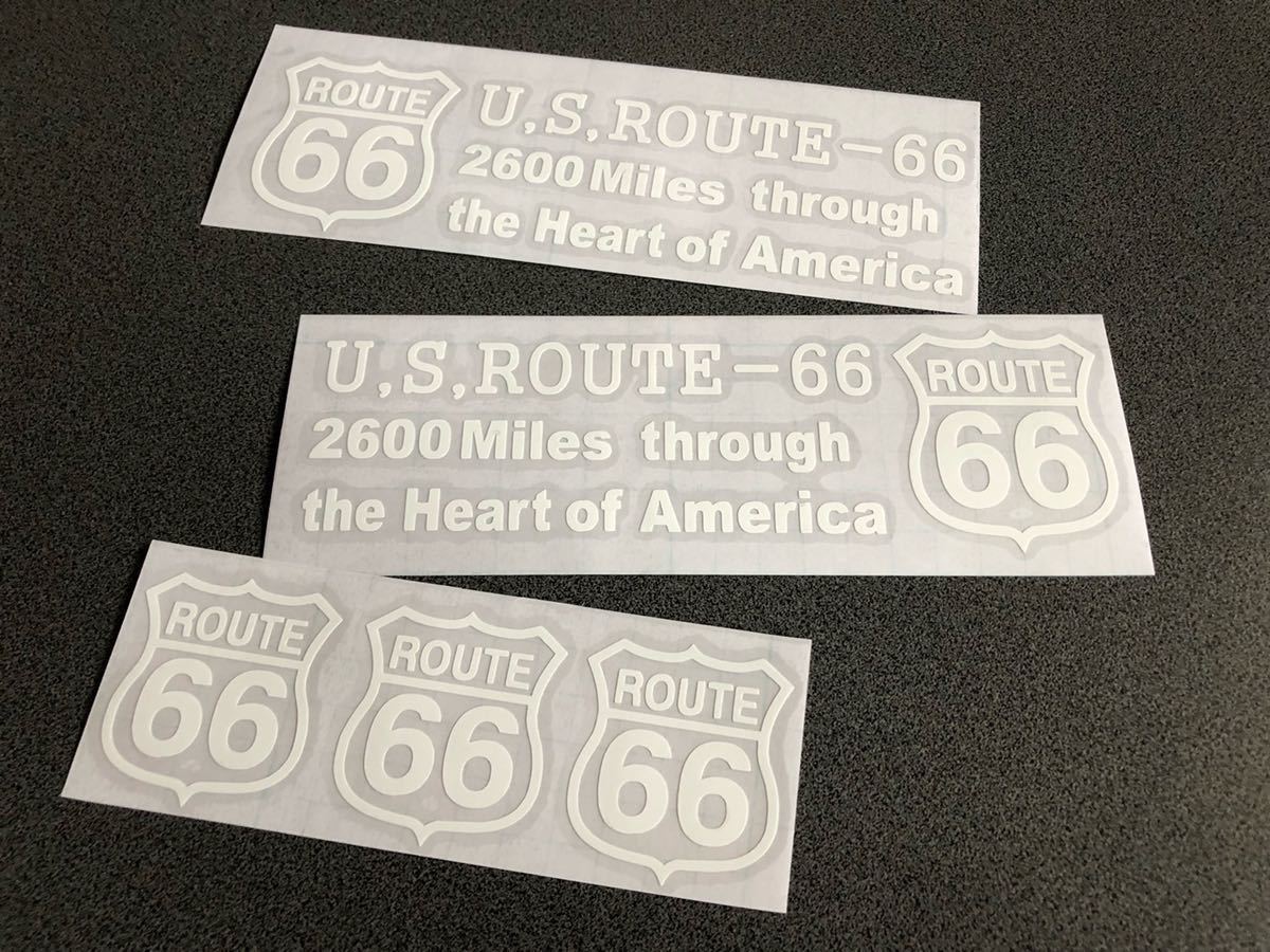 送料無料♪ US ROUTE66 2600Miles ステッカー 白色 お得5枚セット ルート 世田谷ベース ハーレー アメ車 （文字変更可能です）_画像1