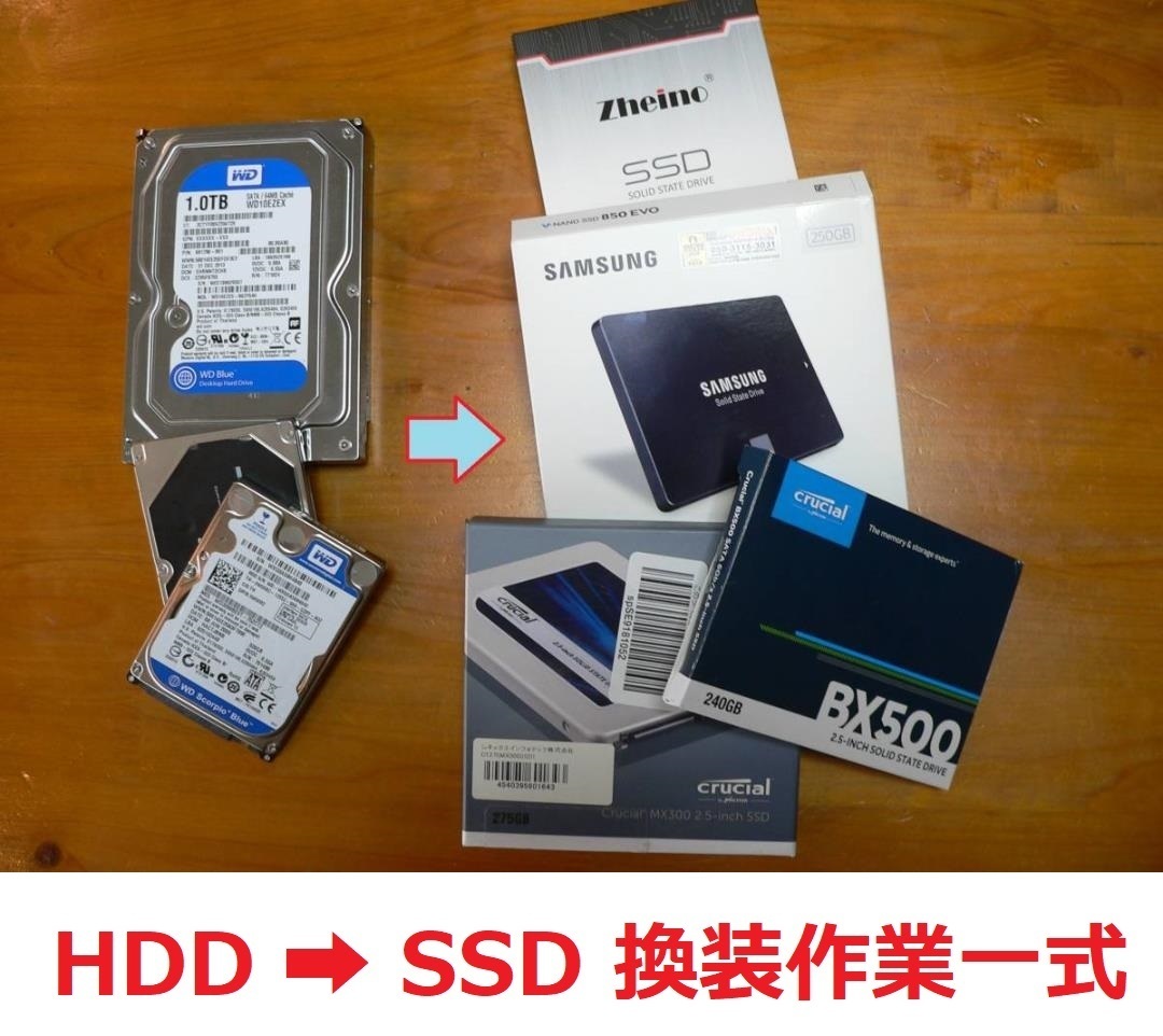 期間限定特価】 に 2.5インチ) SATA MX500 (Crucial SSD 500GB を HDD ハードディスク 換装作業一式 ③ お返しの 送料無料 Windows/MacBook - 500GB～