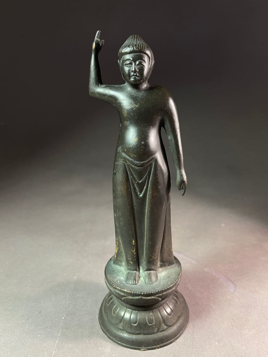 仏銅 仏教美術 仏像 古銅 高さ19.8cm 重1081g 逸品 美術、工芸品 美術
