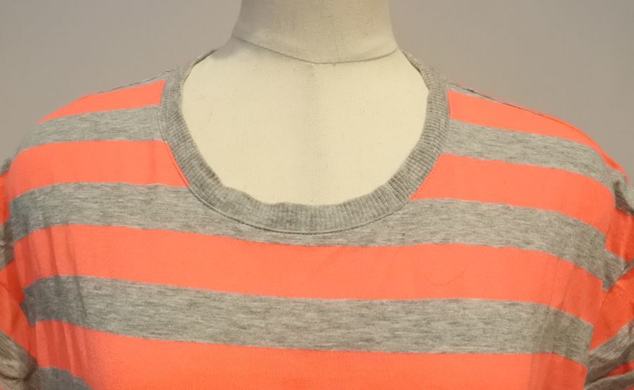 H&M エイチ＆エム Tシャツ カットソー 半袖 Mサイズ ボーダー グレーｘピンク ymdnrk n0715_画像2