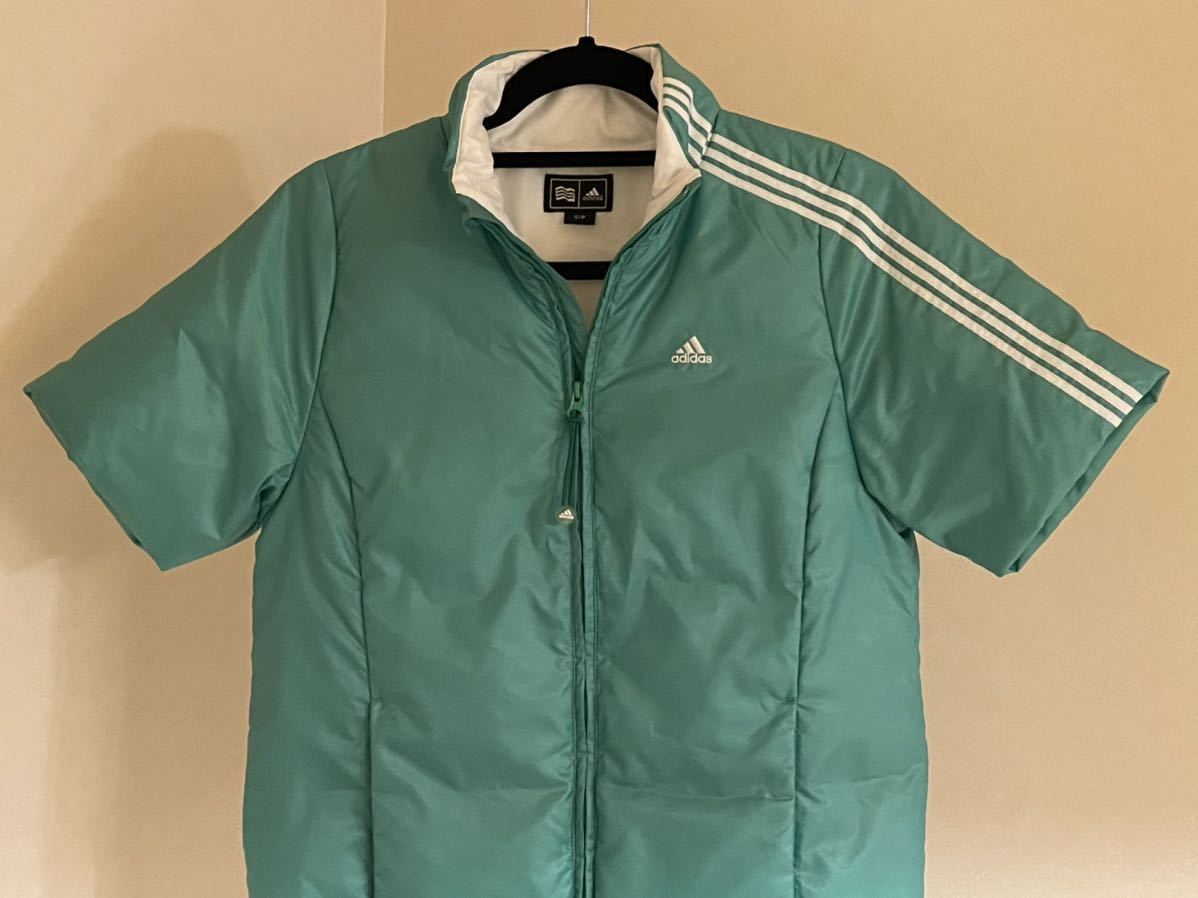 * super-beauty goods *adidas( Adidas ) TaylorMade lady's Golf down jacket S(T154-162cm) use 2 times short sleeves green protection against cold sport 