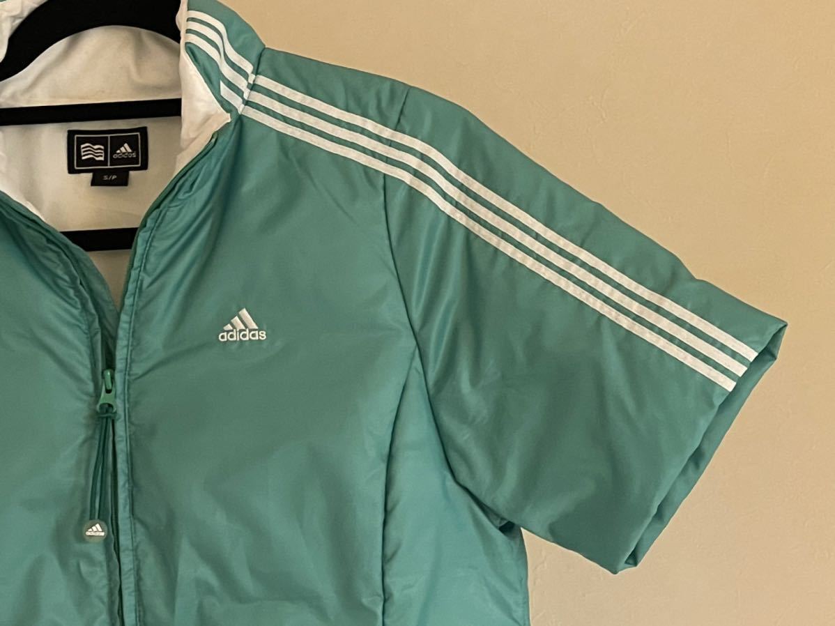 * super-beauty goods *adidas( Adidas ) TaylorMade lady's Golf down jacket S(T154-162cm) use 2 times short sleeves green protection against cold sport 