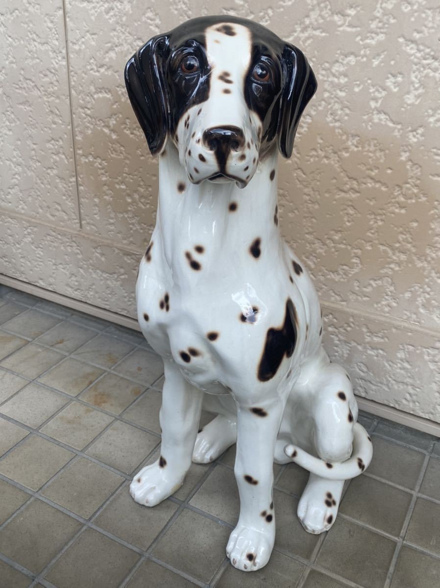 ダルメシアン 置物 陶器 犬 オブジェ ガーデニング