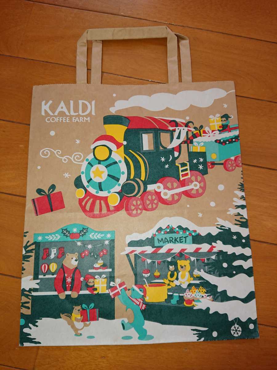 KALDI COFFEE FARM paper bag Santa Claus ka Rudy - present sack Christmas tree winter shopping bag shopping bag wrapping sack snow crystal angle bottom ..