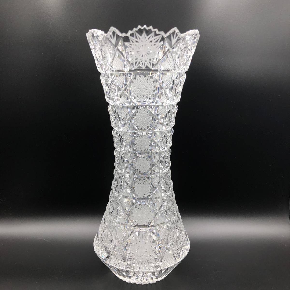 特別セーフ 高級！ボヘミアグラス 500PK NZN3L1209 美品 特大サイズ ガラス 硝子 フラワーベース 一輪挿し 花入れ H35cm 花瓶 クリスタル クリスタルガラス
