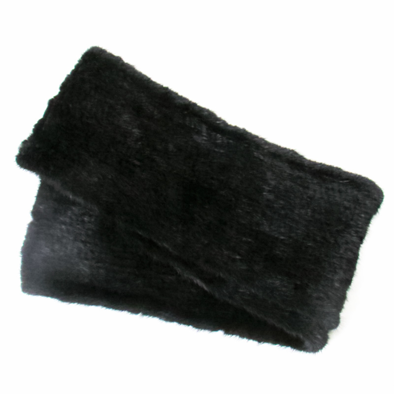  fur / fur / black mink knitting niting shawl muffler real fur 1637