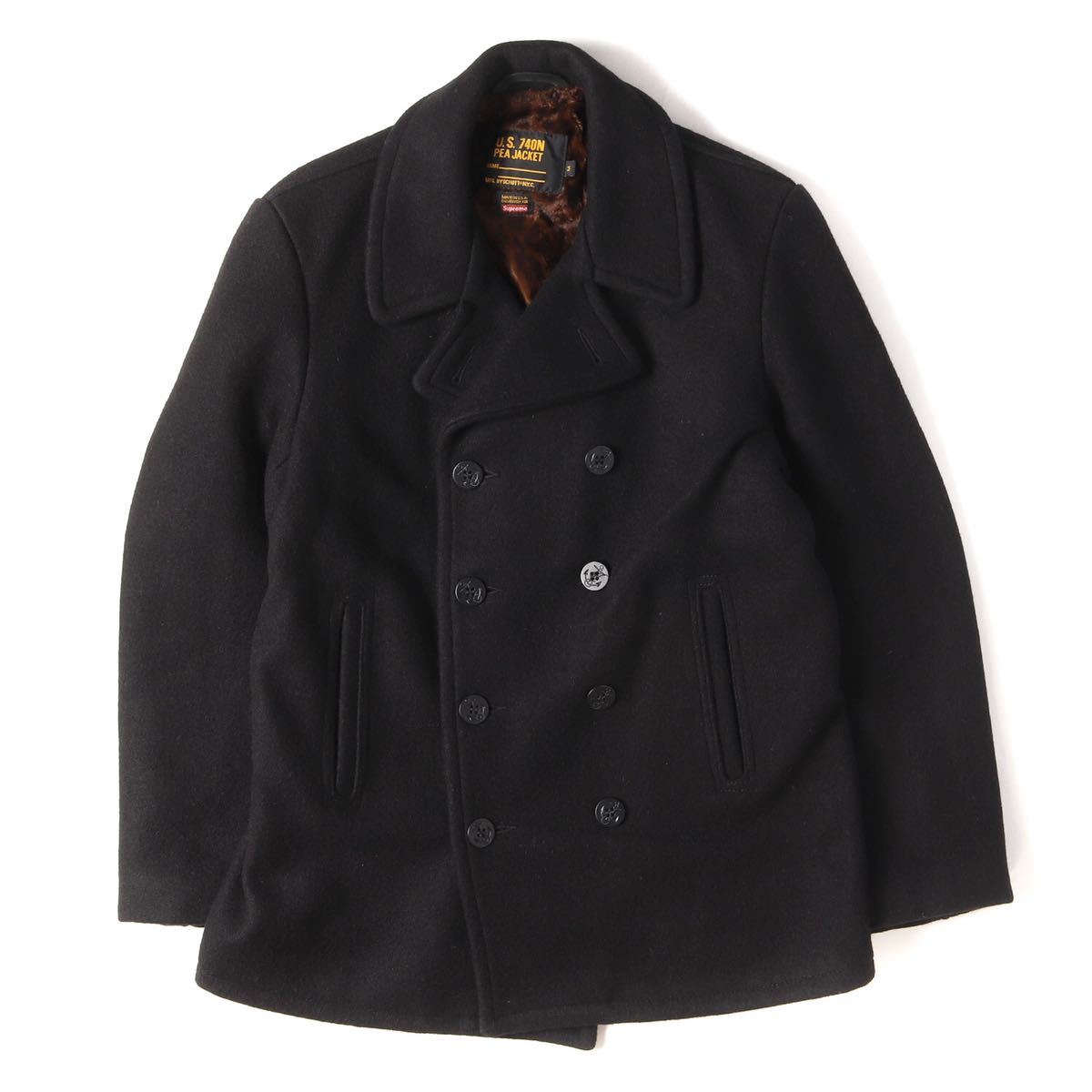 Supreme x Schott Peacoat サイズS 15AW レオパード Pコート