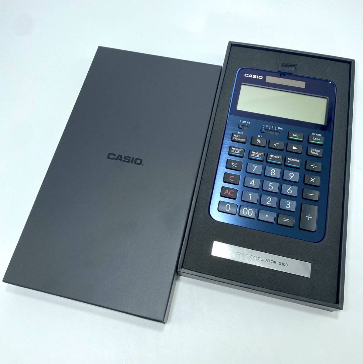 【未使用】カシオ プレミアム電卓 12桁 ネイビー S100BU CASIO 究極の機能美を追求したフラッグシップモデル
