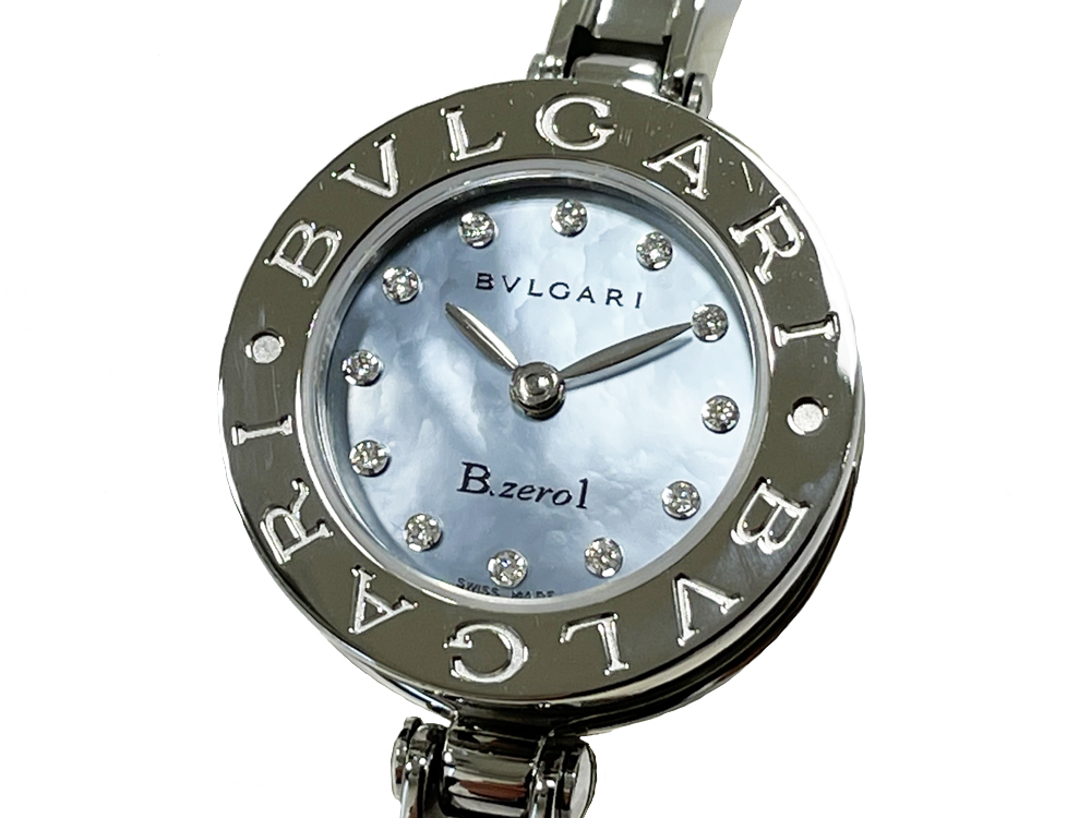 ブルガリ BVLGARI ビーゼロ BZ22S B-ZERO1 レディース 腕時計 クオーツ ブルーシェル文字盤 12Pダイヤ バングルウォッチ 