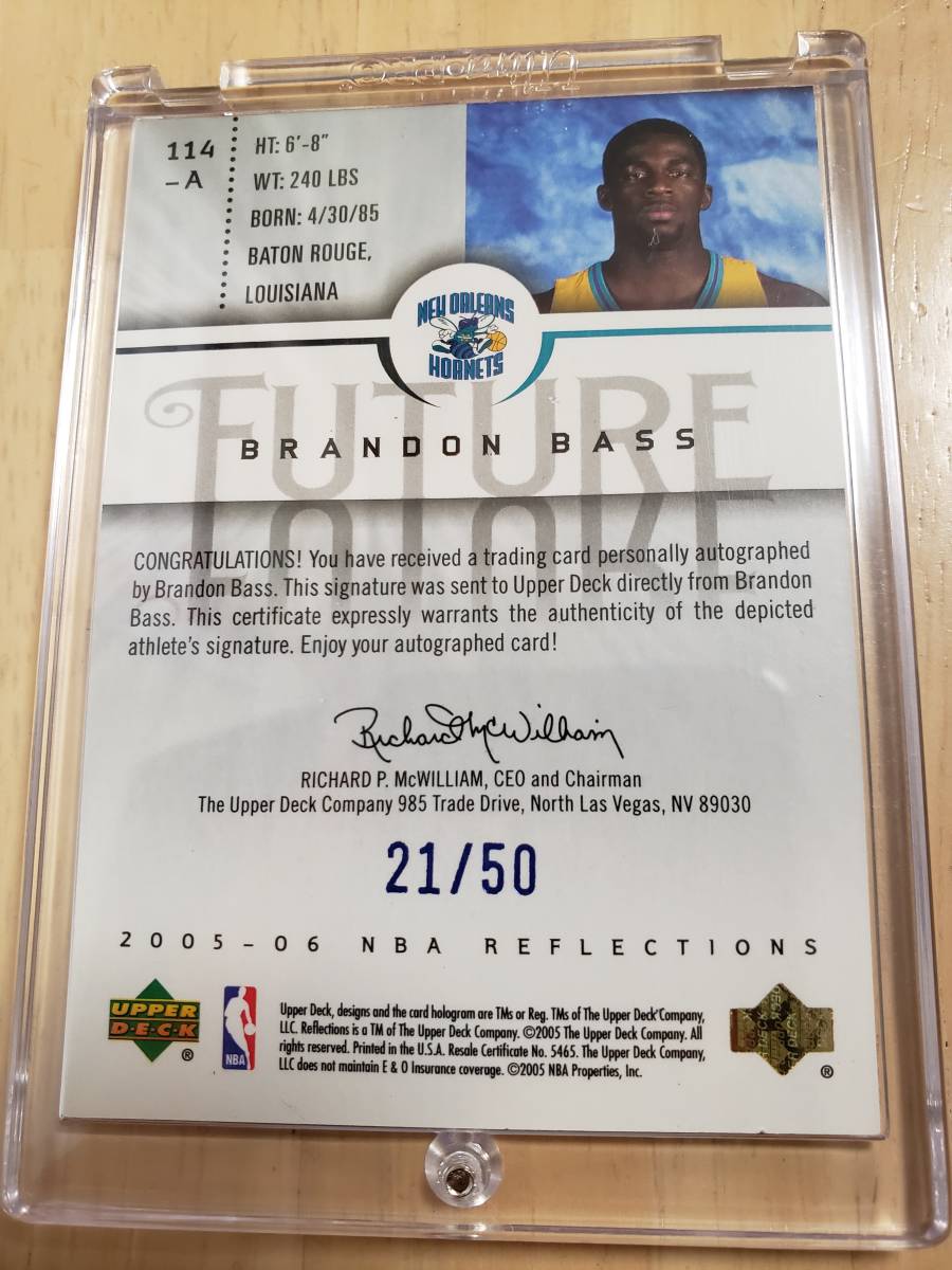 50 sheets limitation 2005 -06 autograph UD Future Reflections BRANDON BASS Auto RC (#/50) / brand n bus Autograph