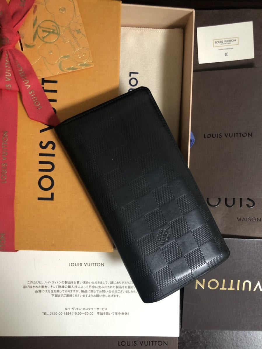 本物保証！ LOUIS VUITTONルイヴィトン黒ダミエ・アンフィニ 長財布