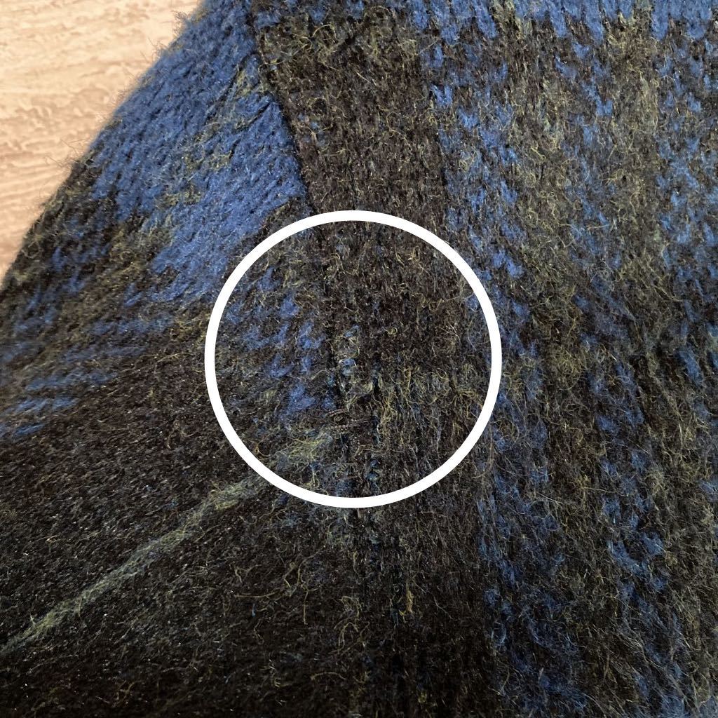60\'smo волосы Vintage USA производства вязаный свитер черный основа в клетку S размер примерно 