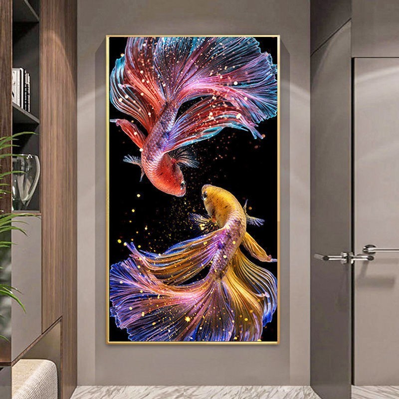 刺繍 クロスステッチキット DIY 図案印刷 壁アート インテリア 恋している鯉
