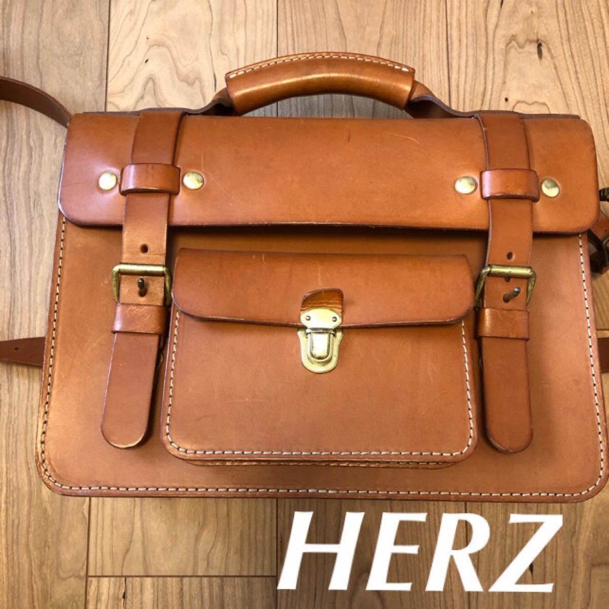 Herz 学生鞄風 2wayビジネスバッグ(BC-16)キャメル色 メンズ