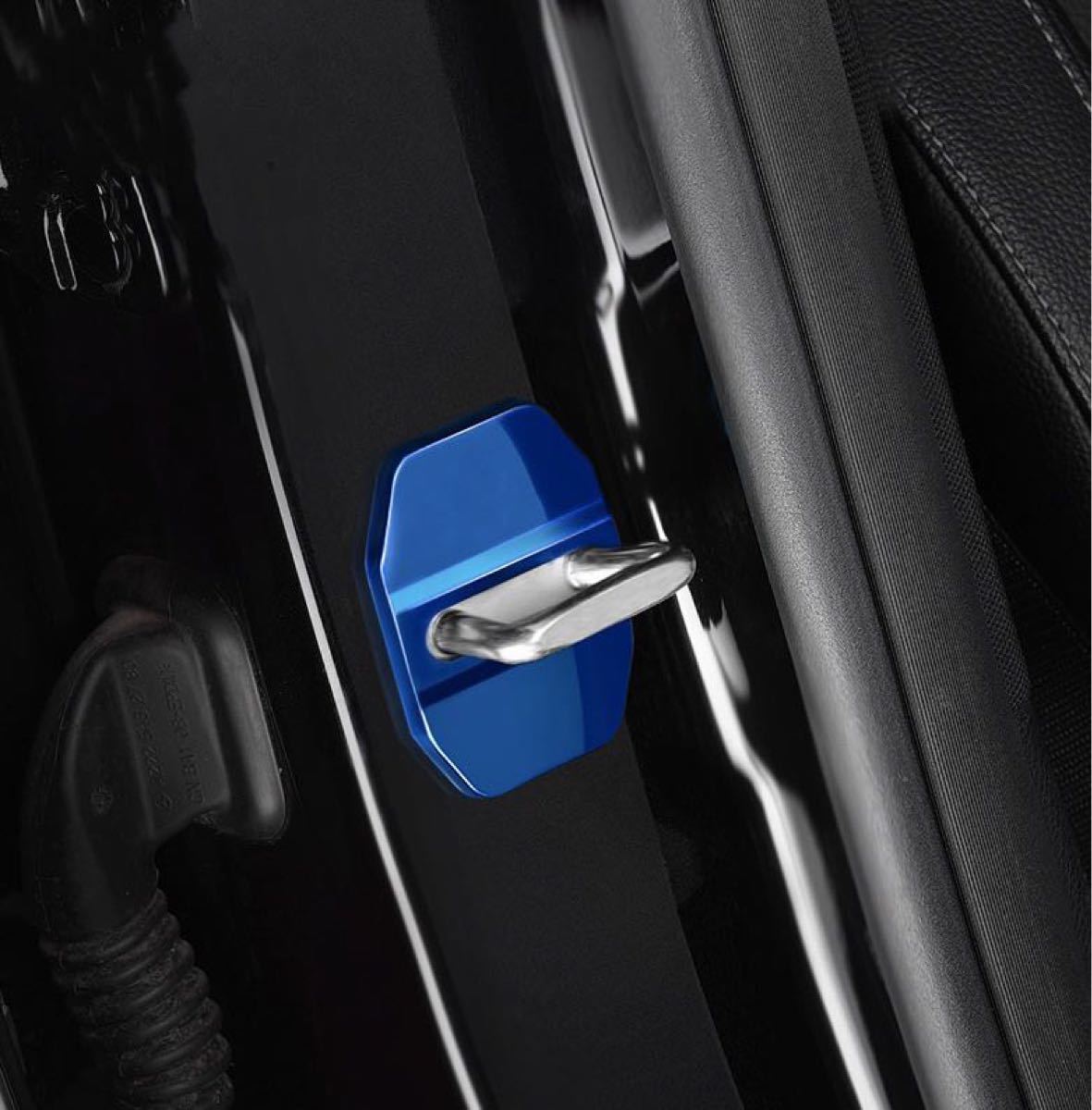 メルセデスベンツ　Jeep BMW 車用ドアロック　ストライカーカバー 　4個セット　ブルー