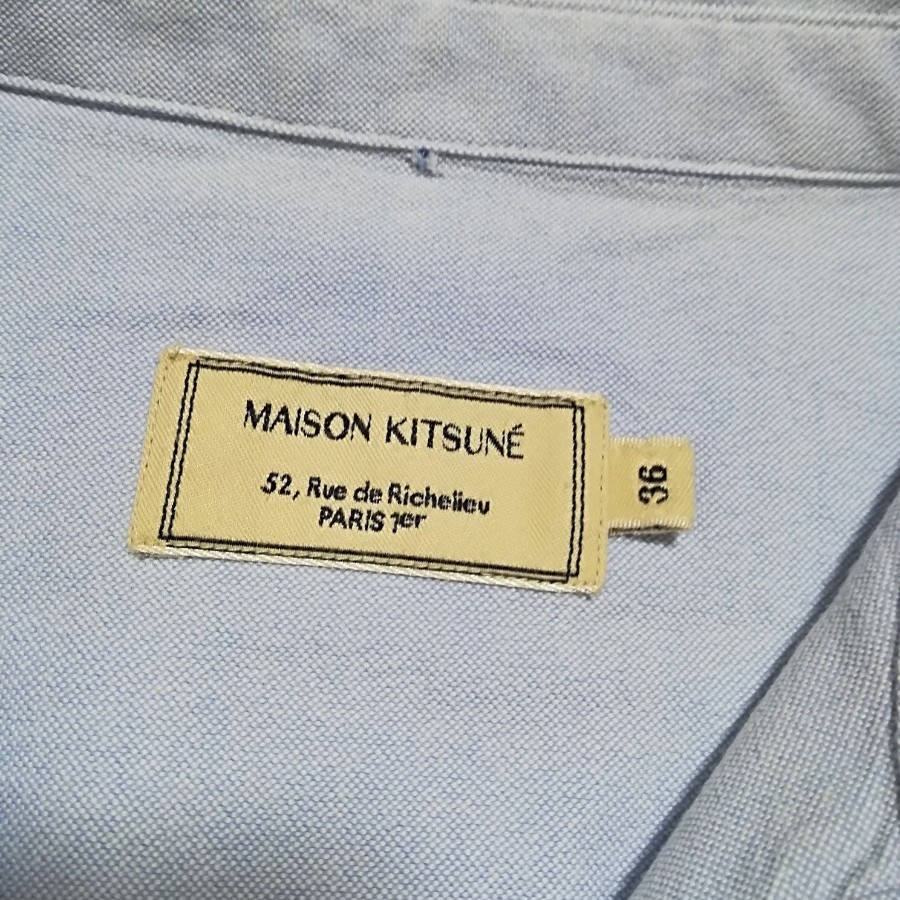MAISON KITSUNE メゾンキツネ　刺繍オックスフォードシャツ　ブルー