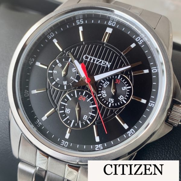 新品★大特価★CITIZEN/シチズン/クオーツ/クロノグラフ/ブラック/生活防水/メンズ腕時計/ステンレス/高級ブランド/黒/シルバー_画像1