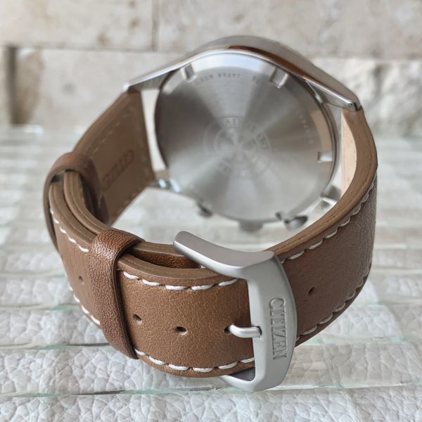 新品★即納★CITIZEN★シチズン★エコドライブ/ネイビー/生活防水/メンズ腕時計/夜行/ソーラー/ステンレス/高級ブランド/本革/ホワイト針 6