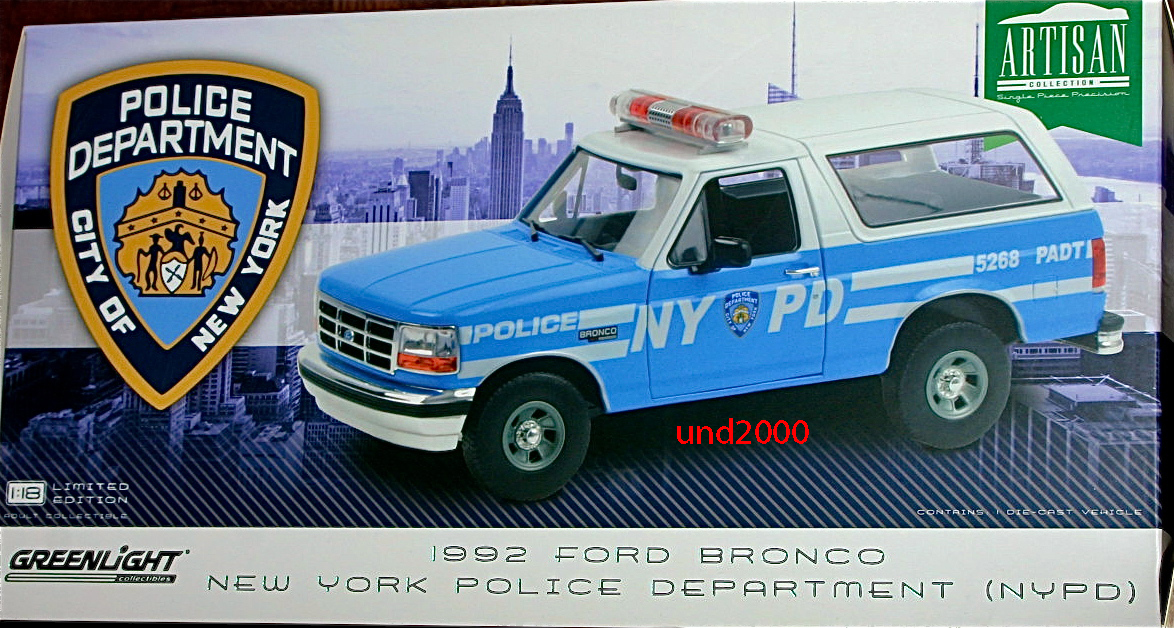 Greenlight 1/18 1992 Ford Bronco フォード ブロンコ NYPD ポリスカー ニューヨーク市警 グリーンライト New York City Police Department