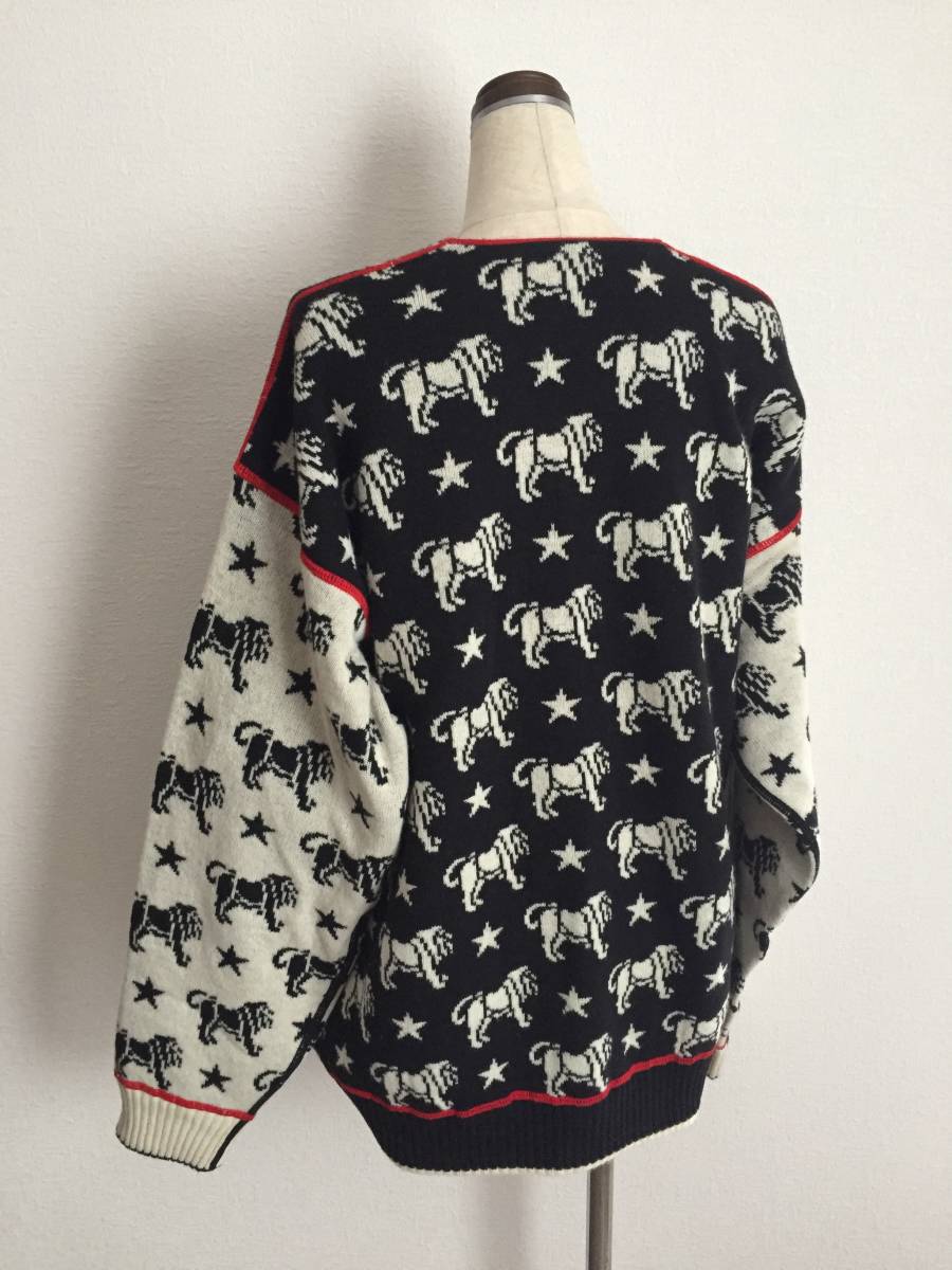 [KRIZIA UOMO] Zip свитер XL Panther общий рисунок переключатель вязаный редкий 90s Krizia мужской женский Италия производства 