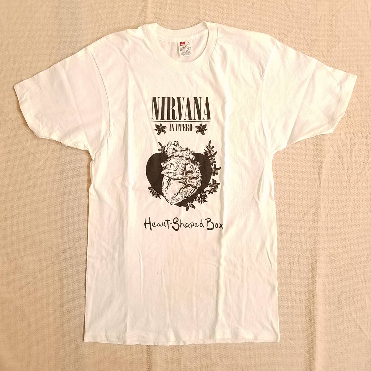 魅惑のバンドT特集! 90s『NIRVANA(ニルヴァーナ) / IN UTERO [Heart-Shaped Box]』半袖Tシャツ Hanesボディ ホワイト L／カートコバーン_画像1