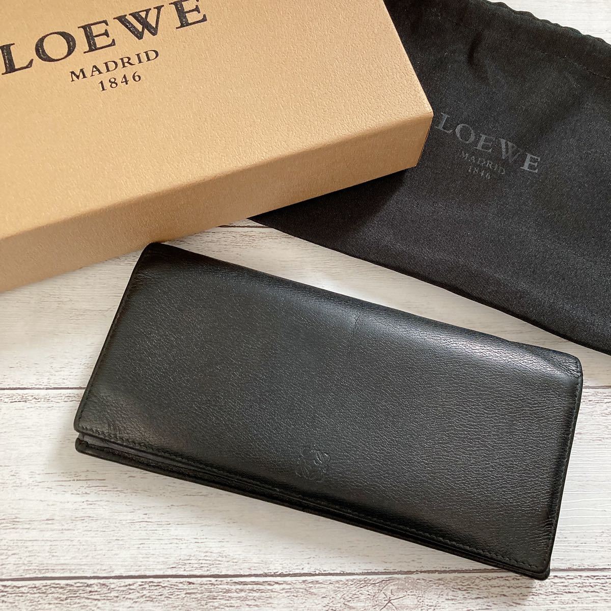 希少!!】 ロエベ LOEWE 長財布 メンズ アナグラム ビッグロゴ 黒