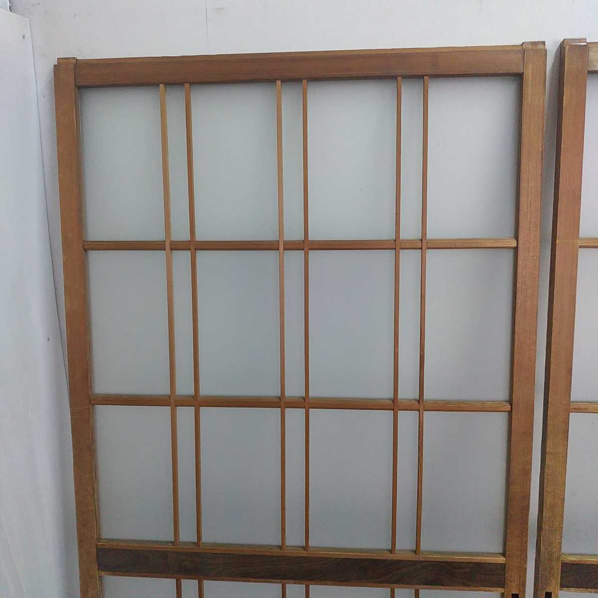 建具 木製 昭和レトロ 2枚セット ガラス戸 引き戸 古民家 古民具 DIY 