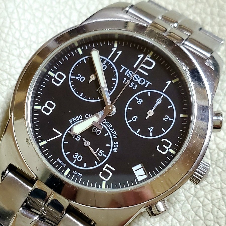 TISSOT ティソ PR50 クロノグラフ デイト ブラック アラビア数字 TISSOT ティソ PR50 クロノグラフ デイト ブラック アラビア数字