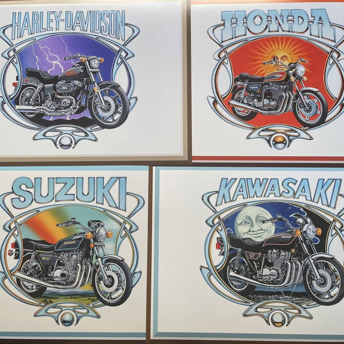 ☆David Mann 70年代バイクアートポスター4枚セット『Honda CB750/HD FXS 1200/Kawasaki Z1000 LTD/Suzuki GS750』 _画像7