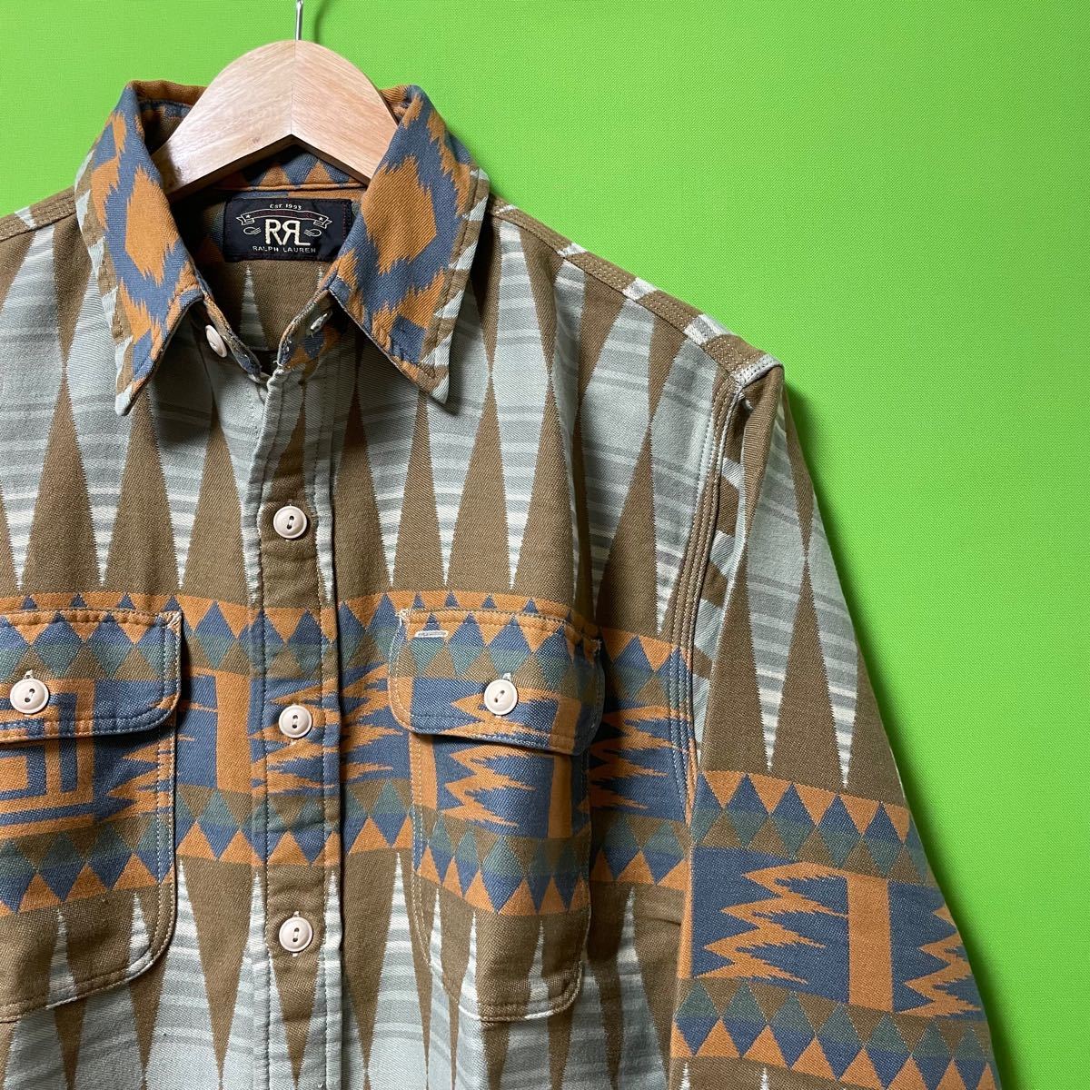 RRL ネイティヴ柄 アメリカンワークシャツ ネルシャツ 新品 ラルフローレン OLD NAVY チェック コットンシャツ US XS(週末限定価格)