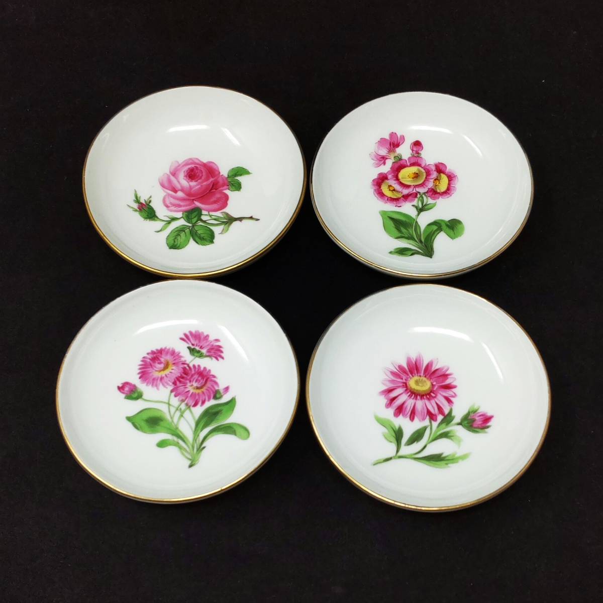 マイセン Meissen ベーシックフラワー ローズピンク 豆皿 4枚セット