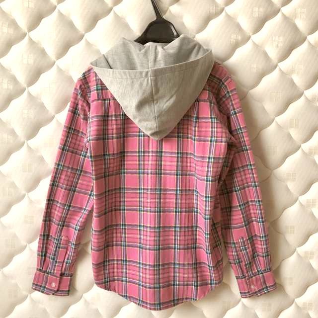  beautiful goods *BEAMS BOY Beams * with a hood . flannel shirt * pink series tartan check pattern 