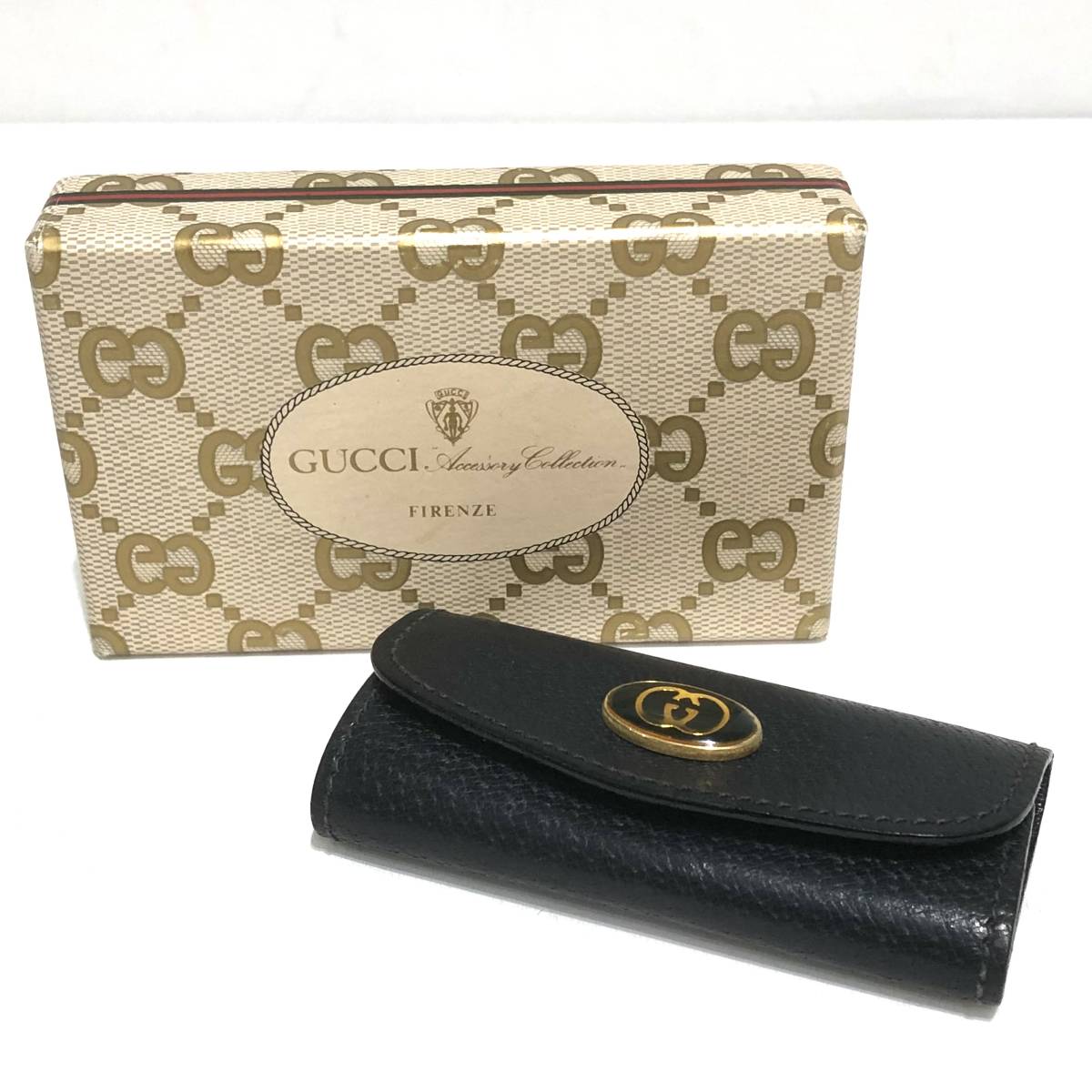  beautiful goods Gucci GUCCI Old Gucci leather key case 3 ream Vintage box attaching men's lady's man and woman use 