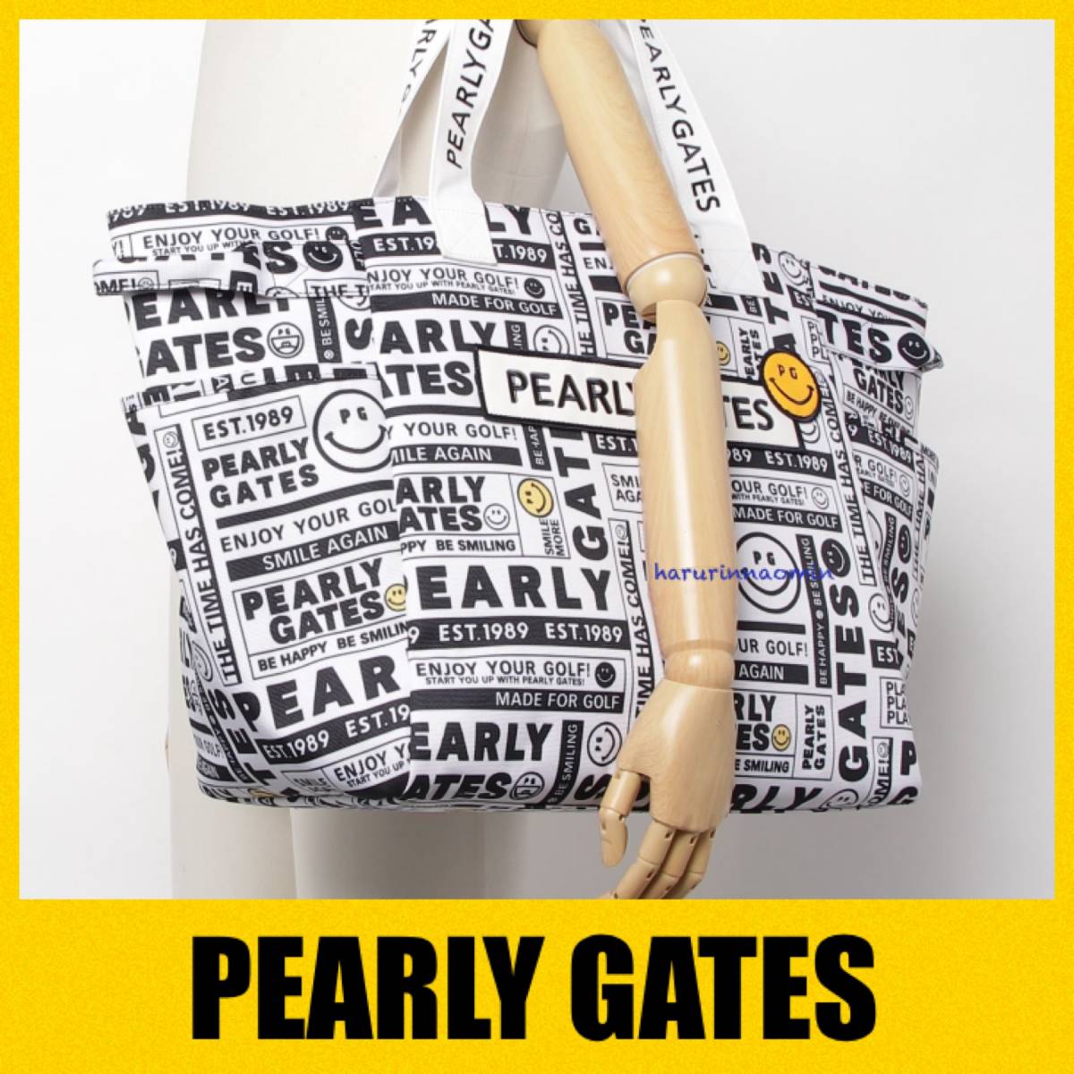 新品★正規★PEARLY GATES/パーリーゲイツ★ニュースペーパー柄★ニコ★ロッカーバッグ/ボストンバッグ/バッグ★メンズ/レディース★完売★_画像1