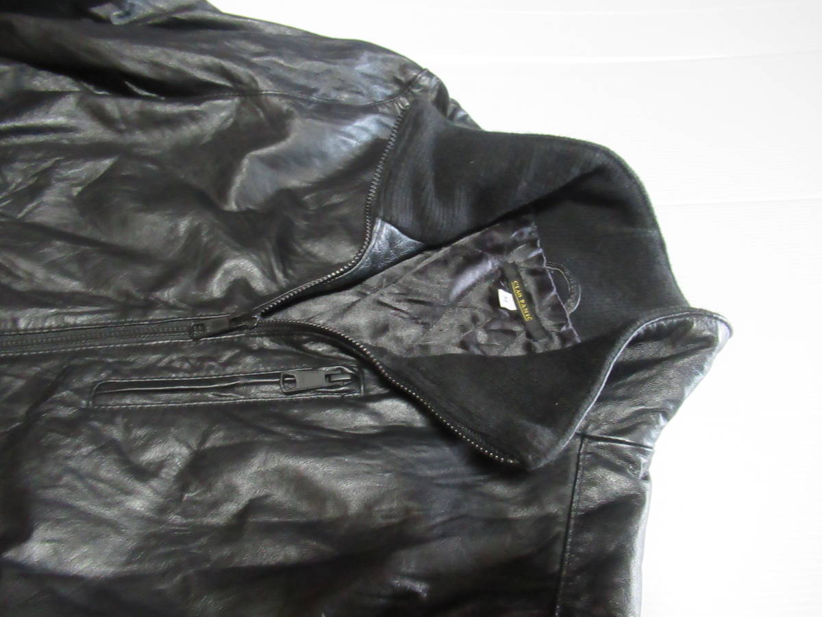 チャオパニック　皺加工本革レザーライダースジャケット黒M_画像2
