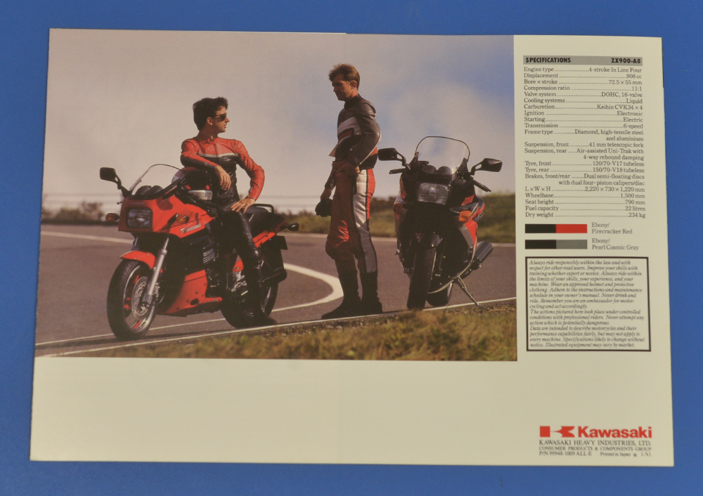  Kawasaki GPZ900R A8 KAWASAKI GPZ900R ZX900-A8 1991 год английский язык надпись мотоцикл каталог 234.[K1985-32]