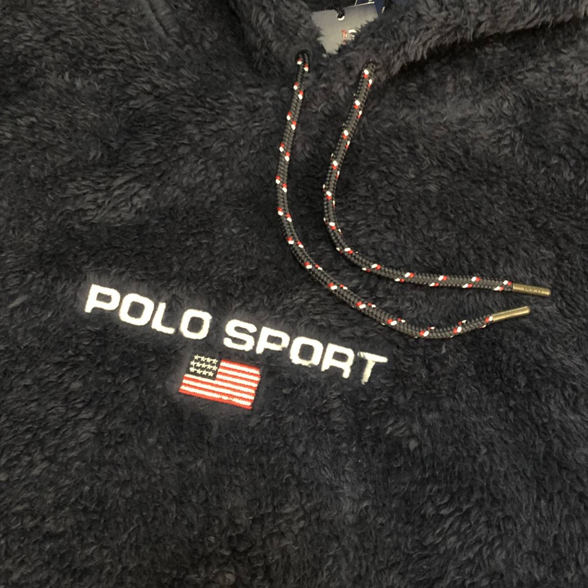 新品未使用! POLO Ralph Lauren ラルフローレン POLO SPORT FLEECE HOODIE NAVY L ポロスポーツ フリースフーディ ポロスポ 日本未入荷!_画像3