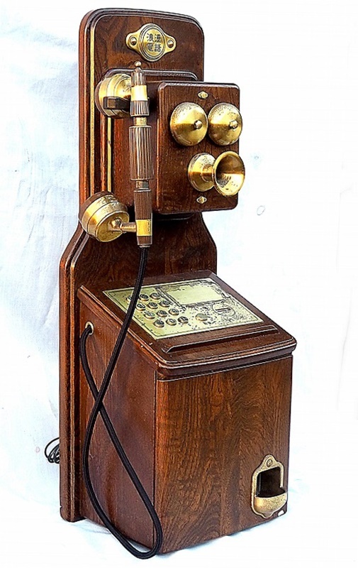 浪漫電話 KT4-FN電話機 日本通信機器株式会社 木製 アンティーク レトロ インテリア 高さ約70㎝ 中古品_画像1