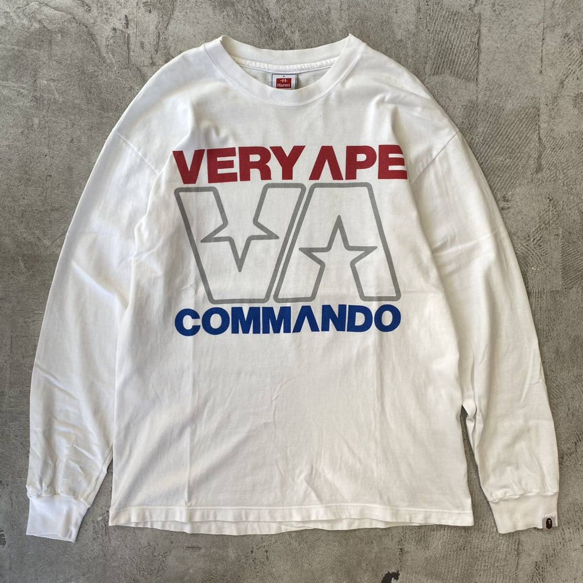 90s 希少 Vintage A Bathing Ape Very Ape VA Commando Hanes L/S Tee