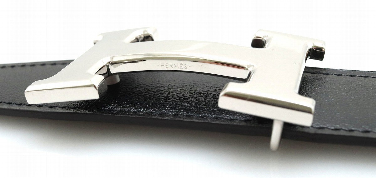 HERMES エルメス コンスタンス Hベルト リバーシブル トゴ ブラック 黒
