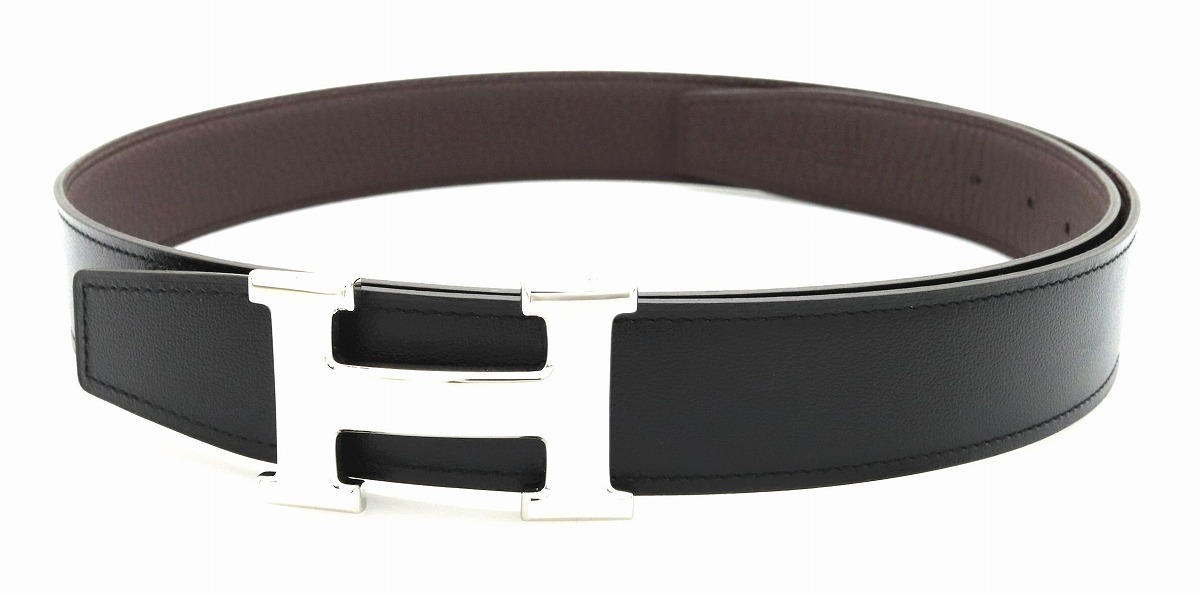HERMES エルメス コンスタンス Hベルト リバーシブル トゴ ブラック 黒