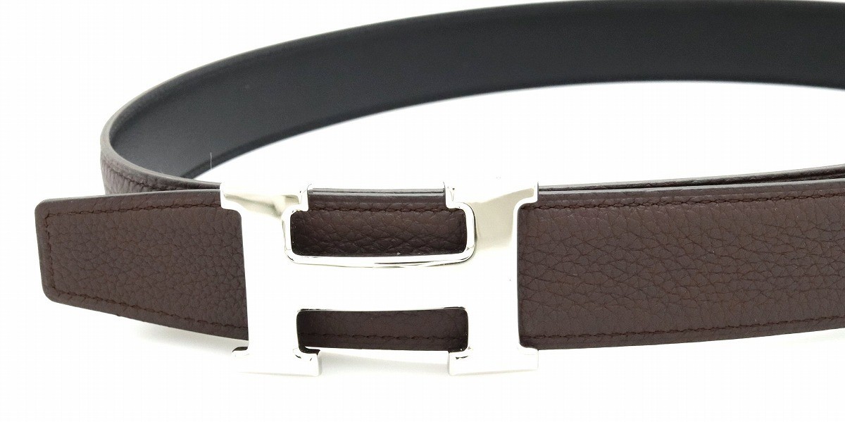 HERMES エルメス コンスタンス Hベルト リバーシブル トゴ ブラック 黒