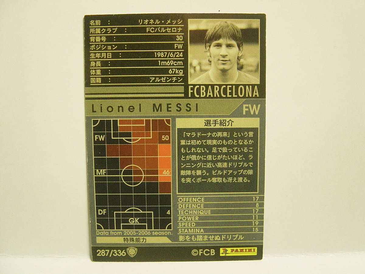 ■ WCCF 2005-2006 黒 リオネル・メッシ　Lionel MESSI　05-06 PANINI　F_画像2