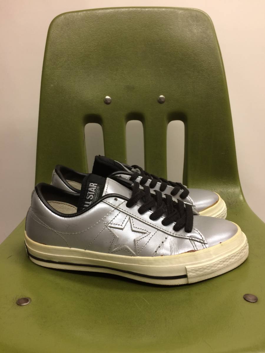 90s 日本製 コンバース ワンスター US4 23cm レザー シルバー 90s 日本製 コンバース ワンスター US4 23cm レザー シルバー