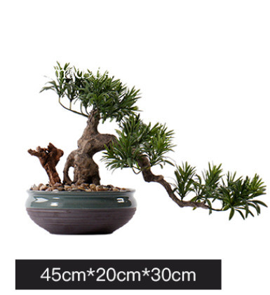 小型 天然木の根 シリカゲル 陶器 人工盆栽 造花 人工観葉植物 人工樹木 フェイクグリーン 玉石 ハンドメイド 管理が簡単 インテリア 5