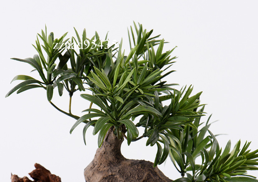 小型 天然木の根 シリカゲル 陶器 人工盆栽 造花 人工観葉植物 人工樹木 フェイクグリーン 玉石 ハンドメイド 管理が簡単 インテリア 2
